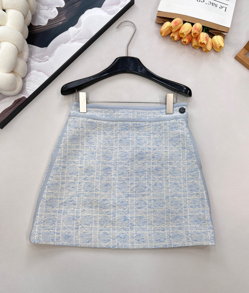 Dior Tartan Tweed A-line Skirt for Dual Elegance