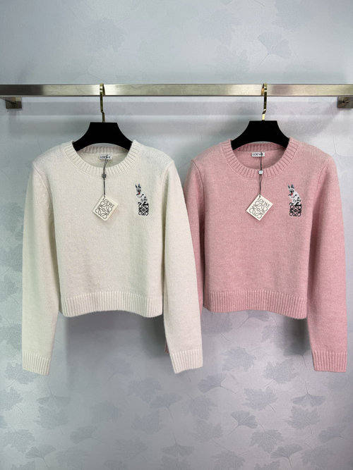 Loewe Cat-Embroidered Sweater with Playful Front and Back Design