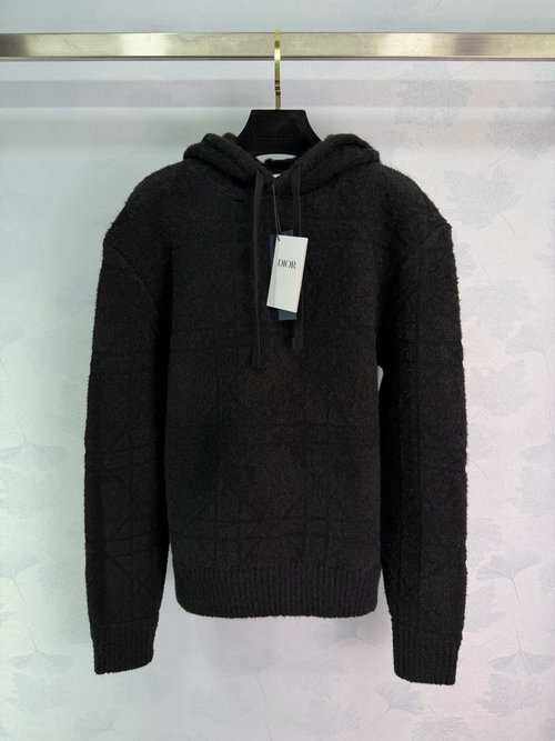 Dior Tartan Hooded Knit Sweater in Wool-Cotton Blend for Comfort