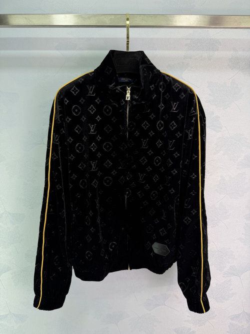 Louis Vuitton Imported Silk Velvet Hooded Coat with Delicate Jacquard