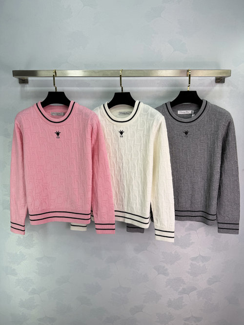 Dior Elegant Letter Jacquard Pullover with Elastic Trim