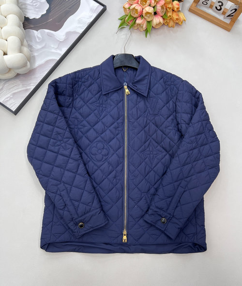 Louis Vuitton Embroidered and Quilted Cotton Coat with Monogram and Gold Zippers