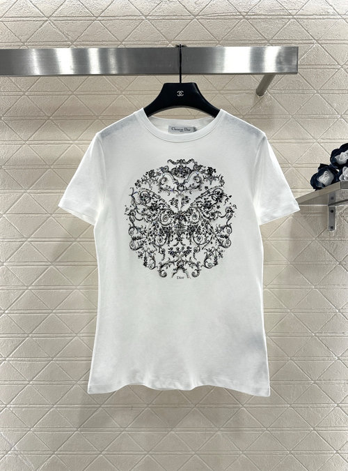 Dior Customized Cotton Short Sleeve with Butterfly Print and Logo