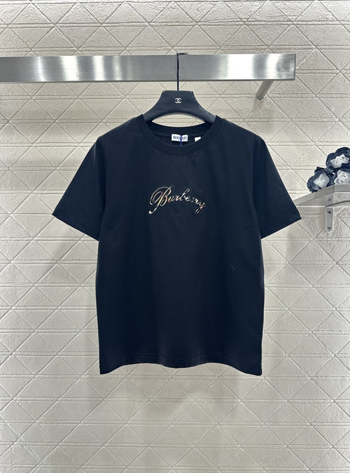 Burberry Custom Cotton Round Neck Short Sleeve with Embroidered Logo