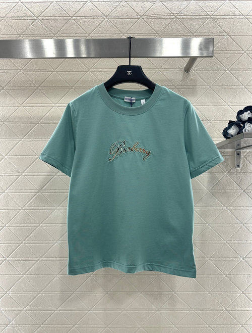 Burberry Custom Cotton Round Neck Short Sleeve with Embroidered Logo
