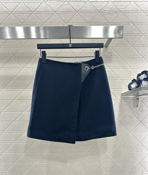 Louis Vuitton Navy Hooded Coat and Midi Skirt Set in Luxury Wool