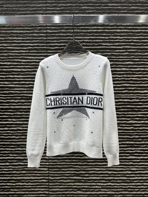 Dior New Jacquard Letter Pullover with Rhinestones, Stylish Design