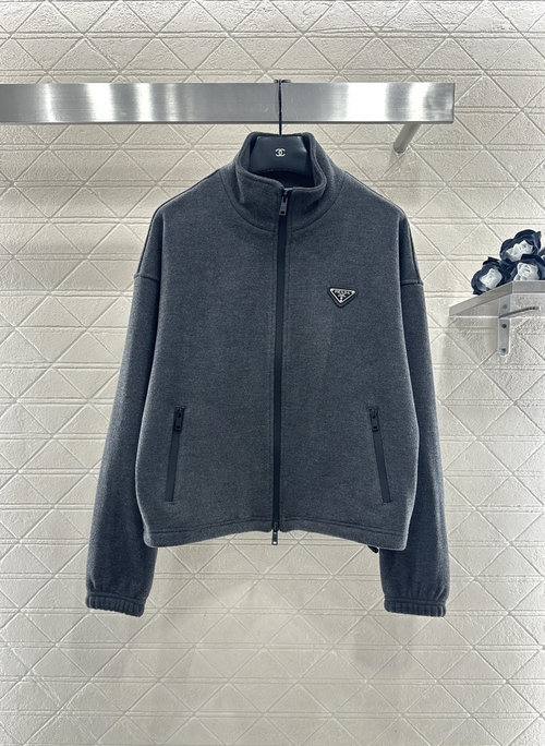 Prada Custom Imported Wool Suit with Metal Logo, Gray