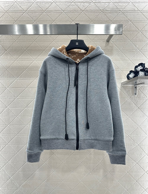 Louis Vuitton Beige or Light Gray Hooded Teddy Fleece Sweatshirt, YB Cotton Blend