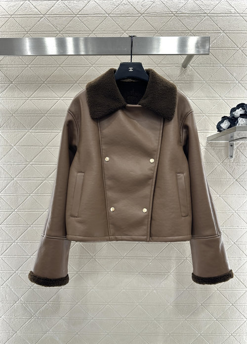 Loewe Customized Faux Fur Coat with Double-breasted and Collar Design