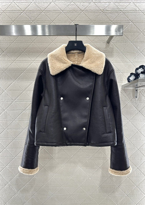 Loewe Customized Faux Fur Coat with Double-breasted and Collar Design