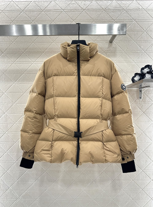 Dior Detachable Hooded Belted Down Jacket Adorned with Star Emblem