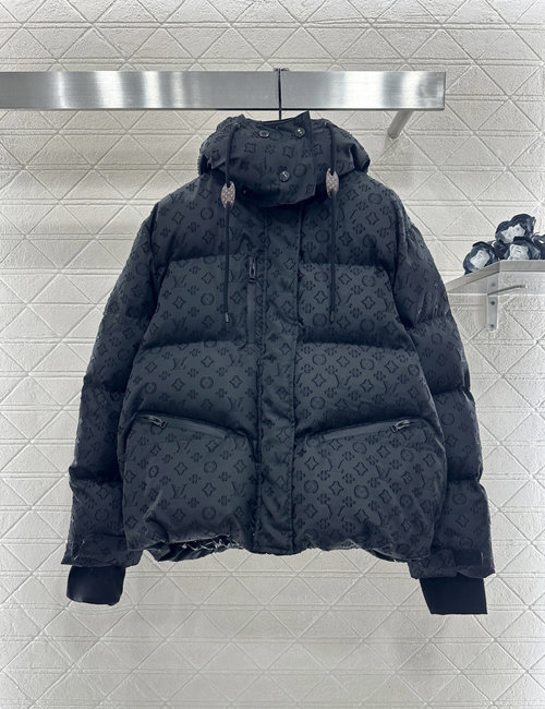 Louis Vuitton Down Jacket with Removable Hood and Embroidered Luxury Details