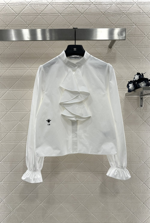 Dior Customized Cotton Stacked Collar Shirt with Bee Embroidery