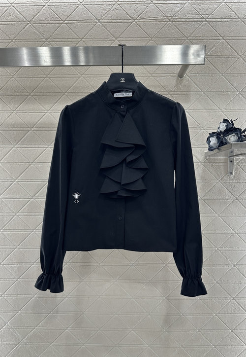 Dior Customized Cotton Stacked Collar Shirt with Bee Embroidery