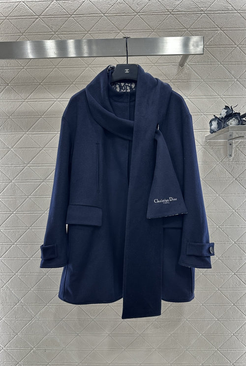 Dior Customized Imported Woolen Coat with Detachable Scarf