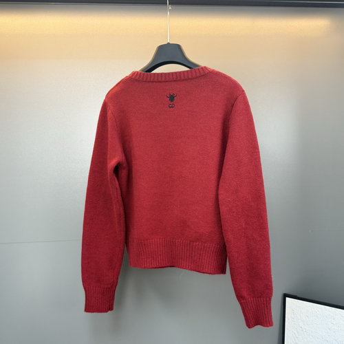 Dior Butterfly Embroidery Pullover Sweater, High - Quality and Graceful