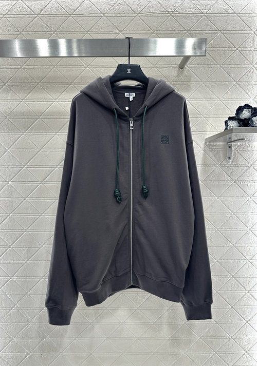 Versace Custom Cotton Hooded Zipper Sweatshirt with Embroidered Logo