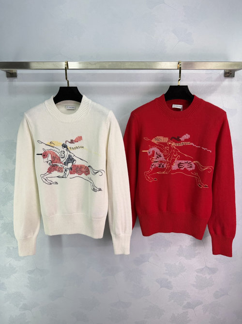 Burberry Knight Embroidered Round Neck Knitted Long Sleeve