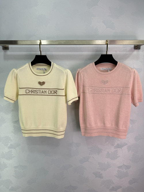 Dior Lucky Star Knitted Short Sleeve with Logo and Heart