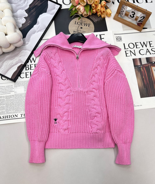 Dior Stylish Three - Color Embroidered Large Collar Knitwear