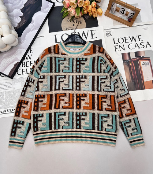 Fendi Customized Wool H-shaped Top with 3D Double F Jacquard