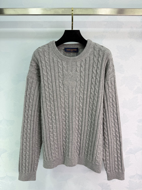 Louis Vuitton Cable Knit Wool Sweater in Classic Gray Tone
