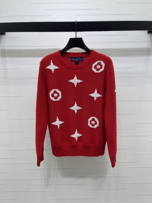 Louis Vuitton High-end Crew-neck Sweater with Four-leaf Clover Logo