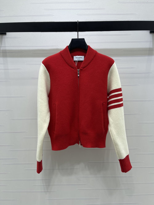 Thom Browne High - end Knit Cardigan with Contrast Stripes