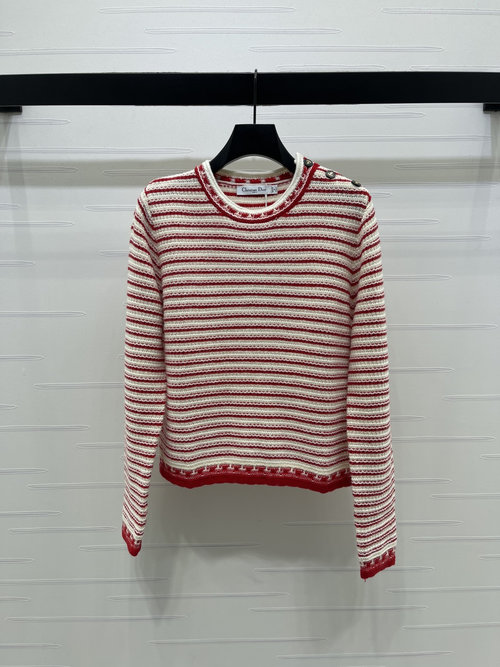 Dior Chic Striped Knit Sweater with Color Contrast