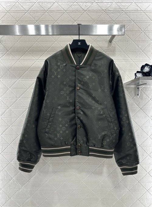 Louis Vuitton Customized Jacquard Military Green Jacket with Emblems