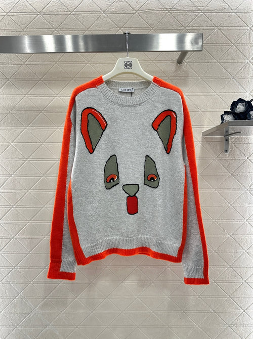 Loewe Comfortable Knit Sweater with Cat Pattern