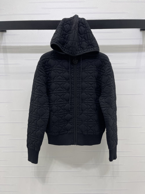 Dior Hooded Jacket, Sturdy Fabric with Rhombus Star Embroidery