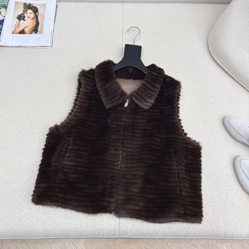 Fendi Eco-Friendly Mink Fur Vest with Soft Glossy Finish