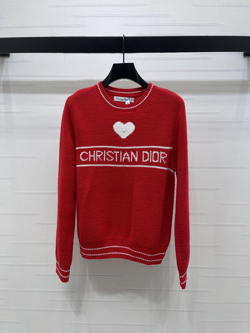 Dior Soft Wool Pearl Letter Long-sleeved Sweater