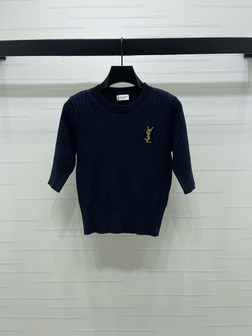 Yves Saint Laurent Vertical Ribbed Knit Sleeveless Top