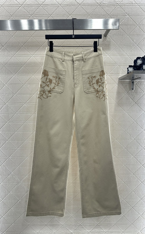 Dior Embroidered Denim Pants to Match Beige Jacket