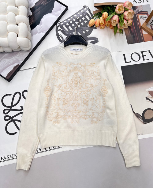 Dior Limited Star Embroidery Cashmere Sweater in Gentle Colors