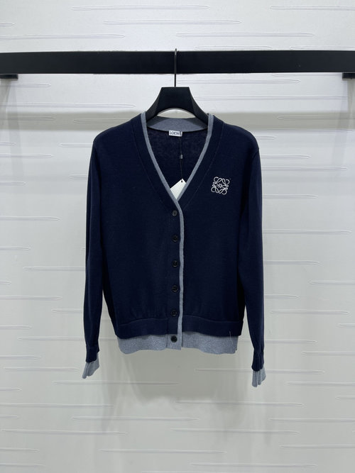 Loewe Retro Contrast Fake Two-Piece Knit Cardigan