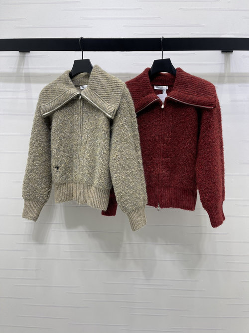 Dior Spring Knit Zip-up Cardigan with Rich Visuals