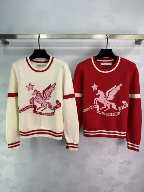 Dior Comfortable Knit Sweater with Horse and Star Pattern