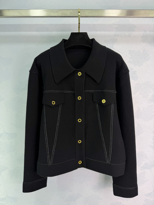 Louis Vuitton Black Knit Short Jacket with Practical Details