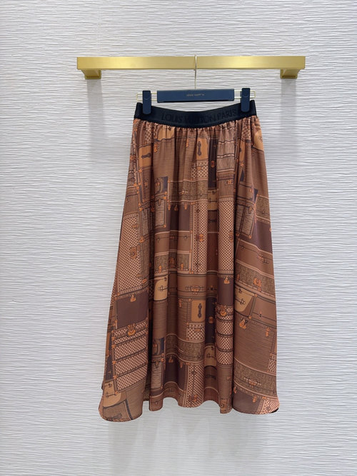 Louis Vuitton Noble Vintage Silk Skirt with Digital Printing