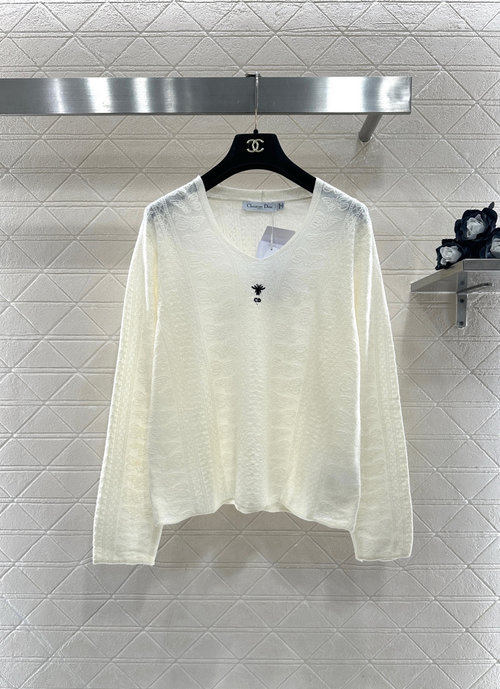 Dior Customized Sheep Wool Sleeveless Flower-Pattern Sweater