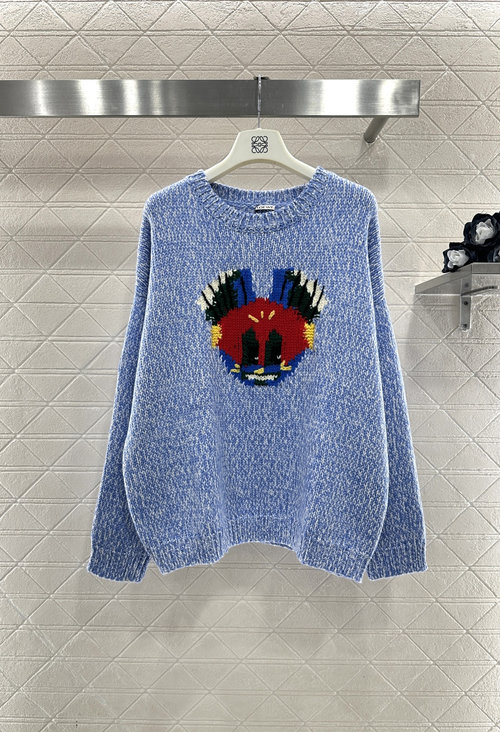Loewe Customized Wool Knit Sweater with Colorful Robot Pattern