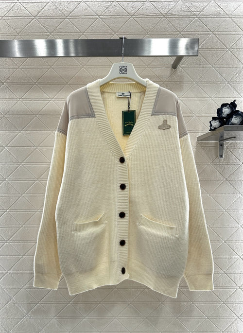 Versace Customized Wool Knit Cardigan with Saturn Logo for Style