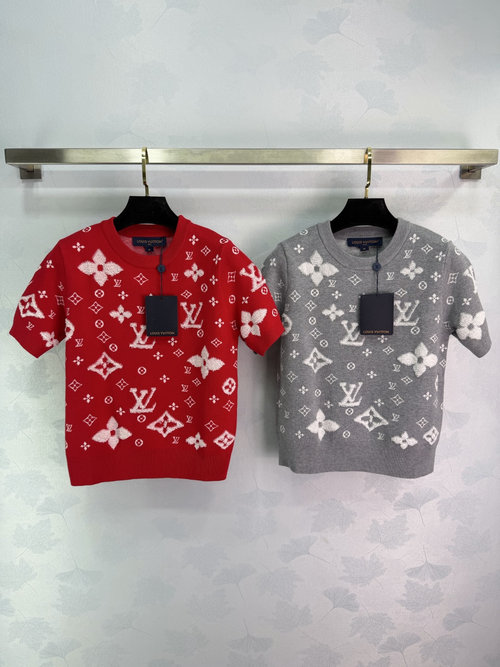 Louis Vuitton Textured Logo Jacquard Knit Pullover with Contrast Details, Distinctive Style