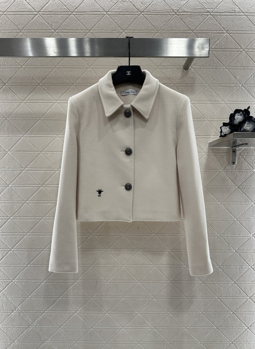 Dior Custom Woolen Blazer and Skirt Set with Embroidered Logo