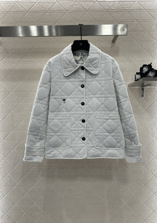 Dior Custom Nylon Padded Jacket with Wicker Pattern and Pocket Embroidery