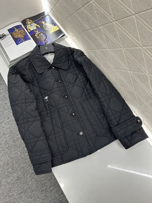 Dior Cotton Fleece Jacket with Cane Lattice Pattern and CD Bee Embroidery